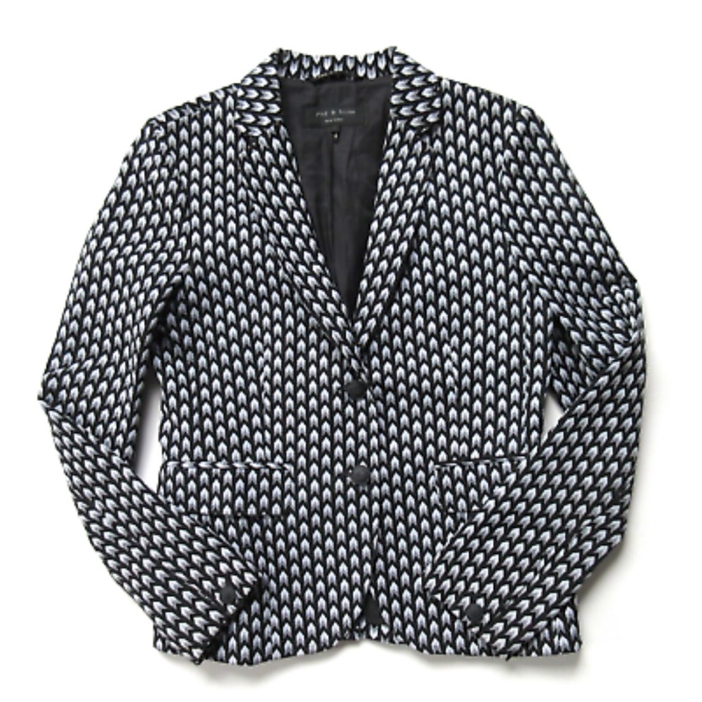 rag & bone Black and White Chevron Blazer